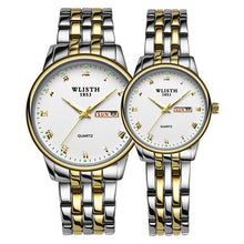 Load image into Gallery viewer, 1 Pair Couple Watch Stainless Steel Watch Date Week Luminous Fashion Lovers Watch Gift Box Quartz Wrist Watches for Men Women