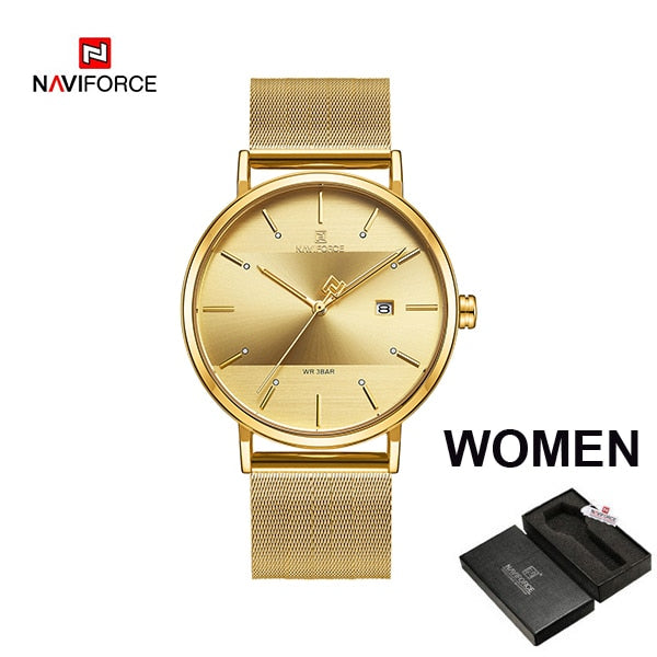 Couple watch NAVIFORCE Men Casual Dress Luxury Women Quartz Wristwatch Clock For Male Female waterproof Sport Lovers Watch 2019