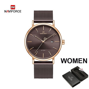 Couple watch NAVIFORCE Men Casual Dress Luxury Women Quartz Wristwatch Clock For Male Female waterproof Sport Lovers Watch 2019