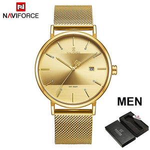 Couple watch NAVIFORCE Men Casual Dress Luxury Women Quartz Wristwatch Clock For Male Female waterproof Sport Lovers Watch 2019