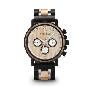 BOBO BIRD Wood Watch Men Luxury Stylish Wooden Timepieces Chronograph Quartz Watches Great Gift for Him Box erkek kol saati OEM