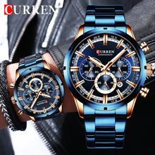 Load image into Gallery viewer, New CURREN Fashion Men Watches With Stainless Steel Top Brand Luxury Sports Chronograph Quartz Watch Men Relogio Masculino