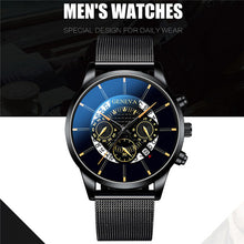 Load image into Gallery viewer, Luxury Men&#39;s Fashion Business Calendar Watches Blue Stainless Steel Mesh Belt Analog Quartz Watch relogio masculino