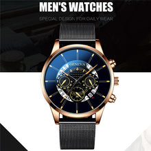 Load image into Gallery viewer, Luxury Men&#39;s Fashion Business Calendar Watches Blue Stainless Steel Mesh Belt Analog Quartz Watch relogio masculino