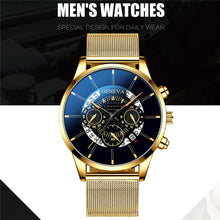 Load image into Gallery viewer, Luxury Men&#39;s Fashion Business Calendar Watches Blue Stainless Steel Mesh Belt Analog Quartz Watch relogio masculino