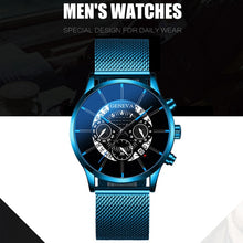 Load image into Gallery viewer, Luxury Men&#39;s Fashion Business Calendar Watches Blue Stainless Steel Mesh Belt Analog Quartz Watch relogio masculino