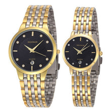 Load image into Gallery viewer, 2017 Woonun Branded Couple Watches For Lovers Gold Full Steel Quartz-Watch Ultra Thin Watches For Women Men Valentine Gift