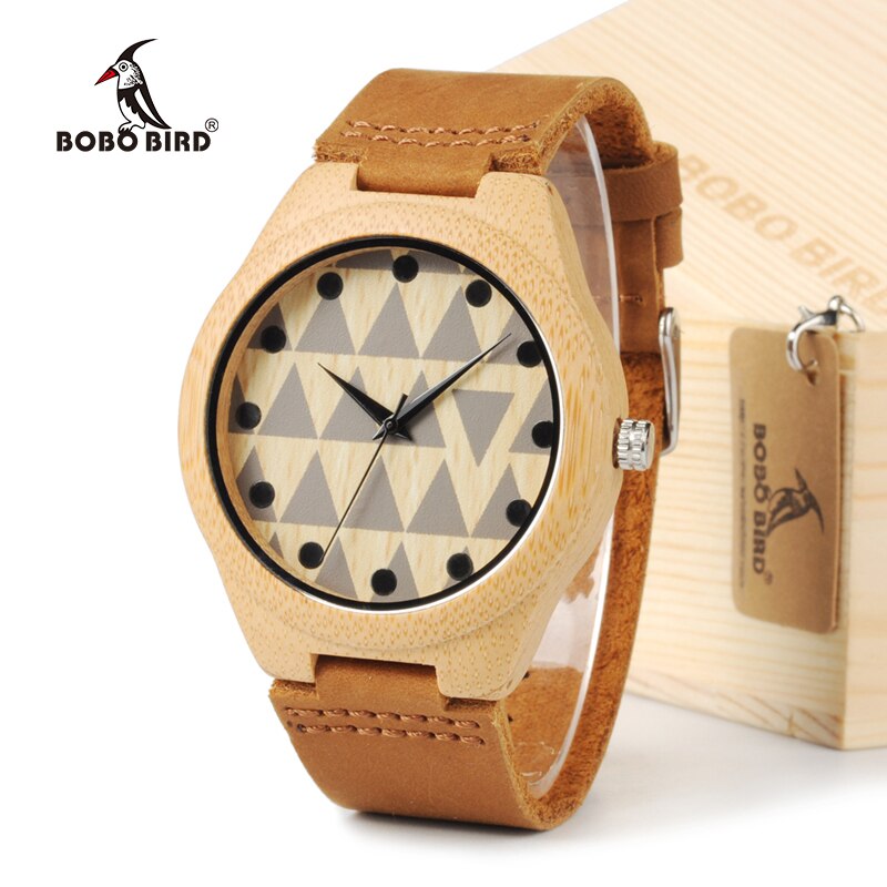 BOBO BIRD New Desiger Men's Top Brand Luxulry Wooden Wristwatches Round Leather Bands Handmade Wood Watches in Gift Box