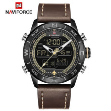 Load image into Gallery viewer, NAVIFORCE 9144 Fashion Gold Men Sport Watches Mens LED Analog Digital Watch Army Military Leather Quartz Watch Relogio Masculino