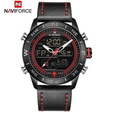 Load image into Gallery viewer, NAVIFORCE 9144 Fashion Gold Men Sport Watches Mens LED Analog Digital Watch Army Military Leather Quartz Watch Relogio Masculino