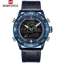 Load image into Gallery viewer, NAVIFORCE 9144 Fashion Gold Men Sport Watches Mens LED Analog Digital Watch Army Military Leather Quartz Watch Relogio Masculino