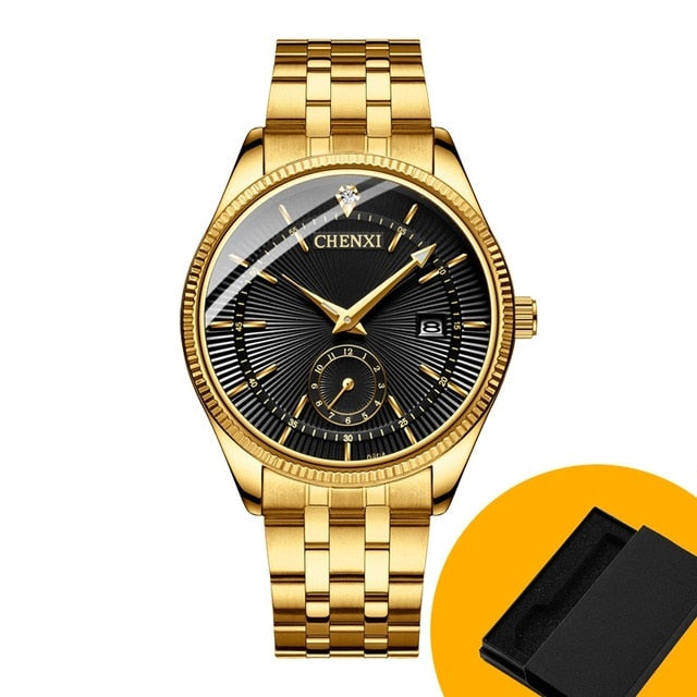 CHENXI Gold Wrist Watch Men Watches Lady Top Brand Luxury Quartz Wristwatch For Lover's Fashion Dress Clock Relogio Masculino