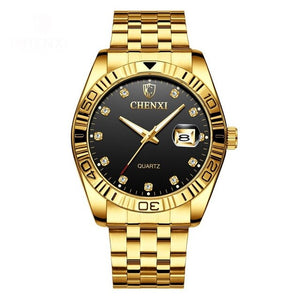 CHENXI Brand Couple Watches Quartz Lovers Wristwatches For Men & Women Gold Luxury Stainless Steel Watch Calendar Reloj Hombre