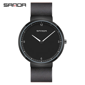 SANDA Mesh Steel Lover's Watch Fashion Men and Women Watches Top Brand Luxury Ultra Thin Dial Couple Watch relogio masculino